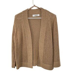 Jones Studio Gold Sparkle Open Front Cardigan Womens M Used New Years Eve
